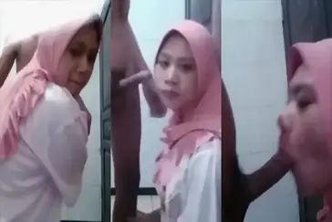 Jilbab Pink Nyedot Batang Gede Sampe Ngecrot Nikmat